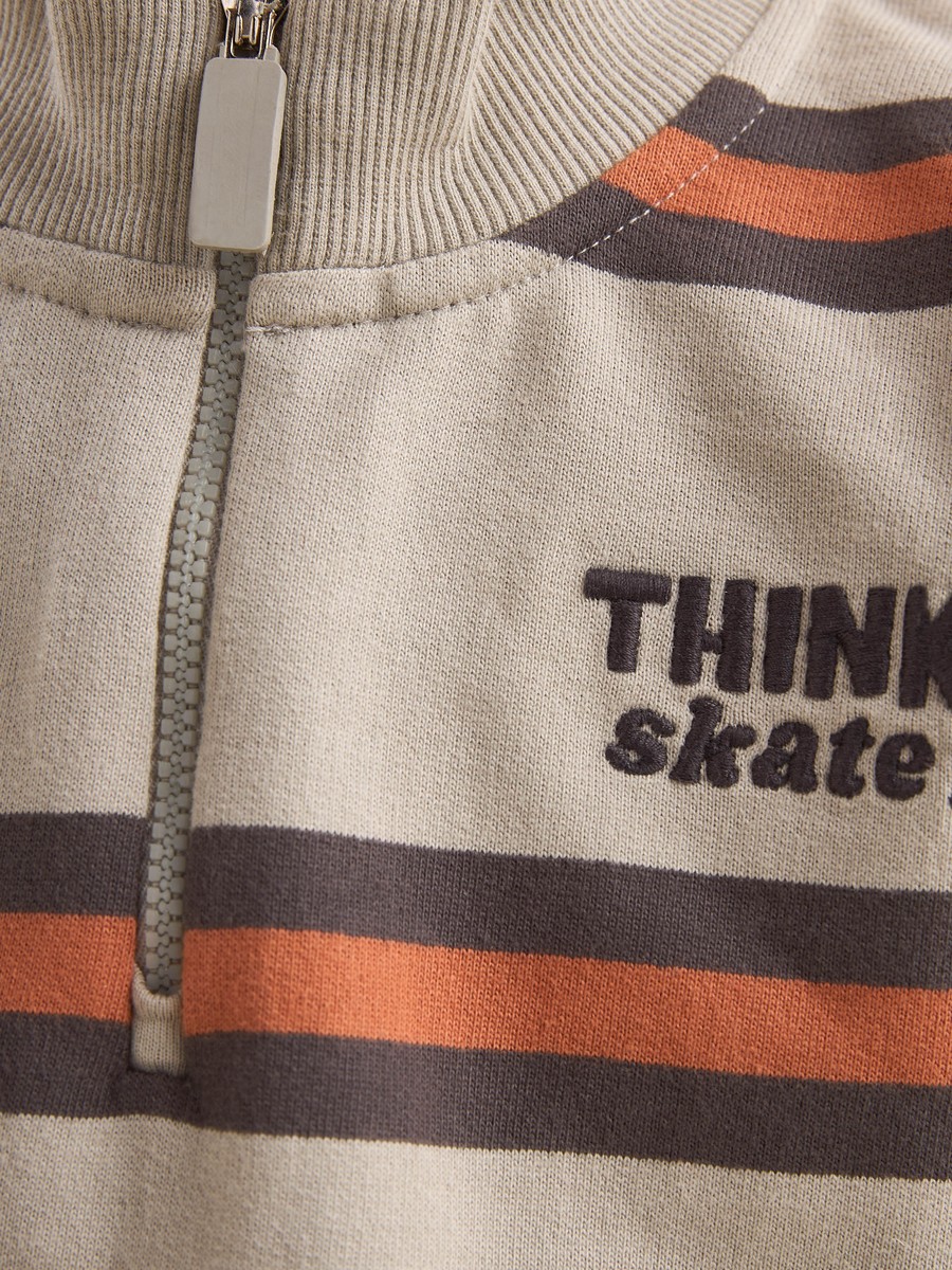 Striped High Neck Sweatshirt