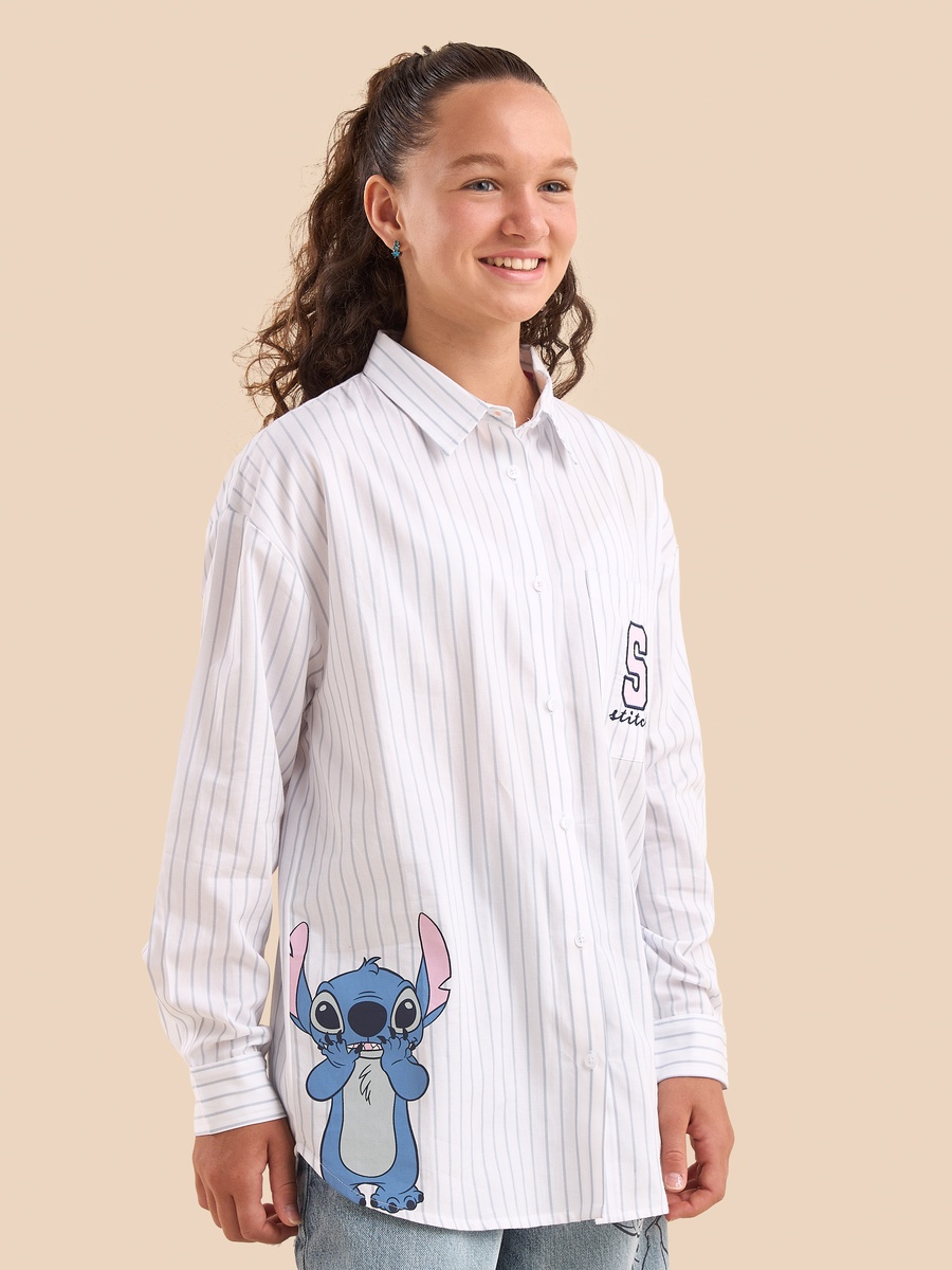 Stitch Print Cotton Oversized T-Shirt