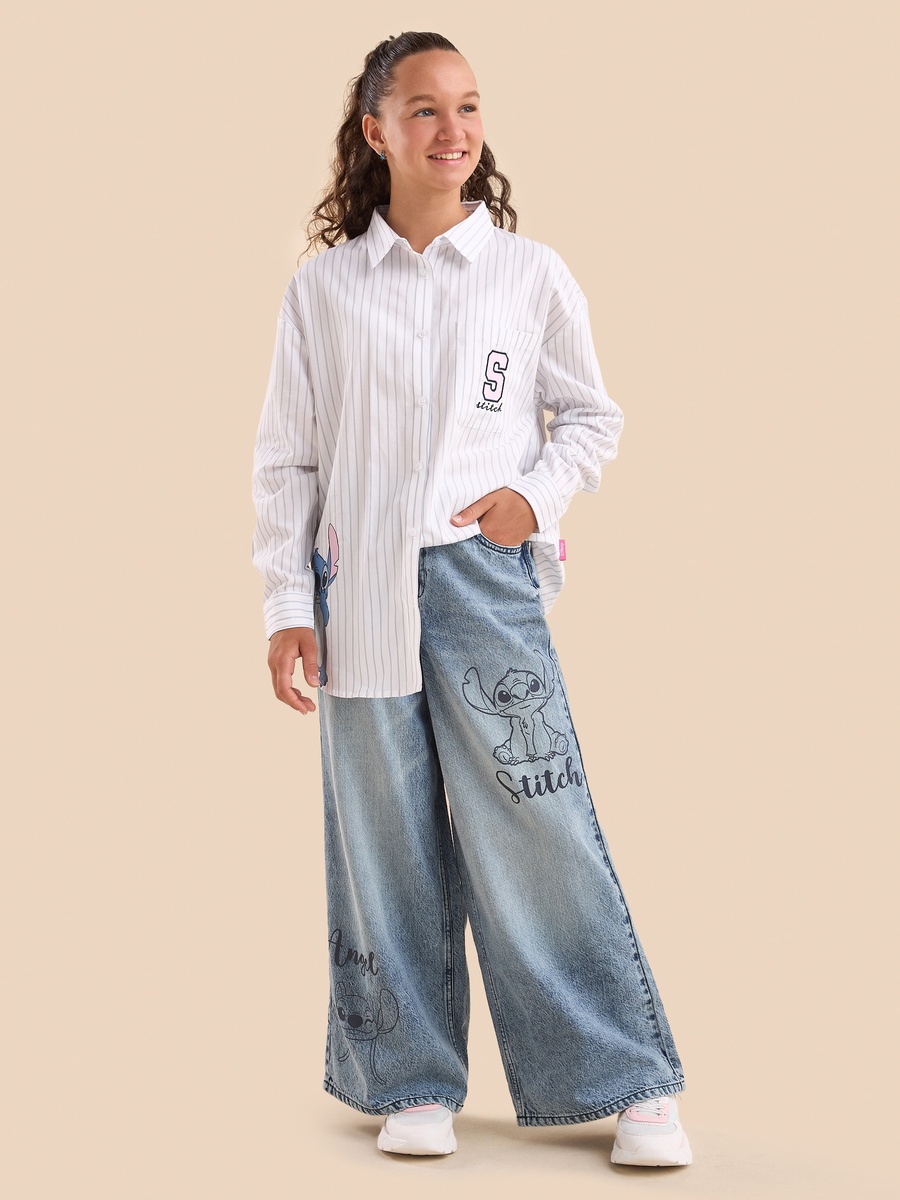 Stitch Print Cotton Oversized T-Shirt