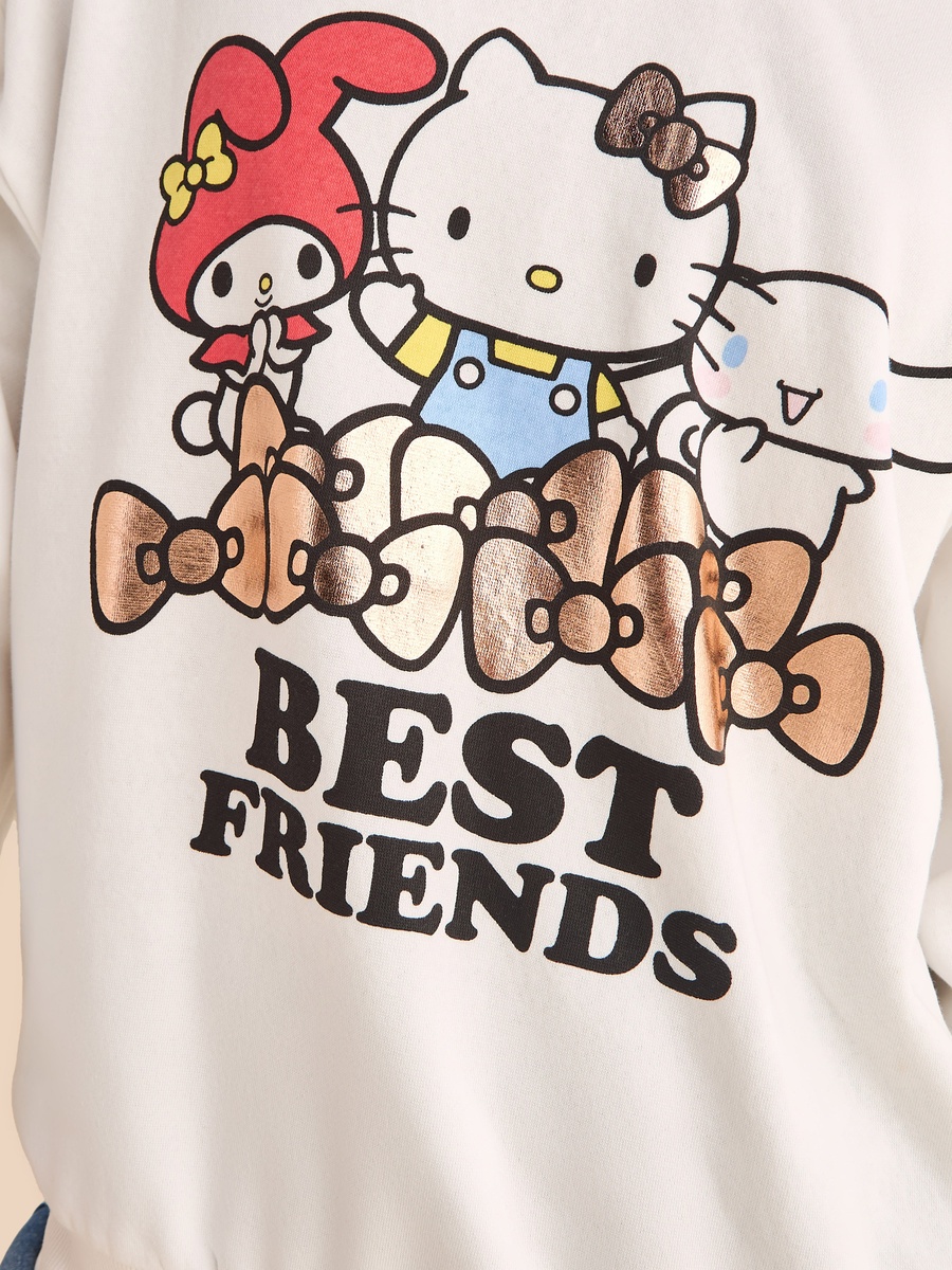 Hello Kitty and Friends Print Oversized Hooded Sweatshirt