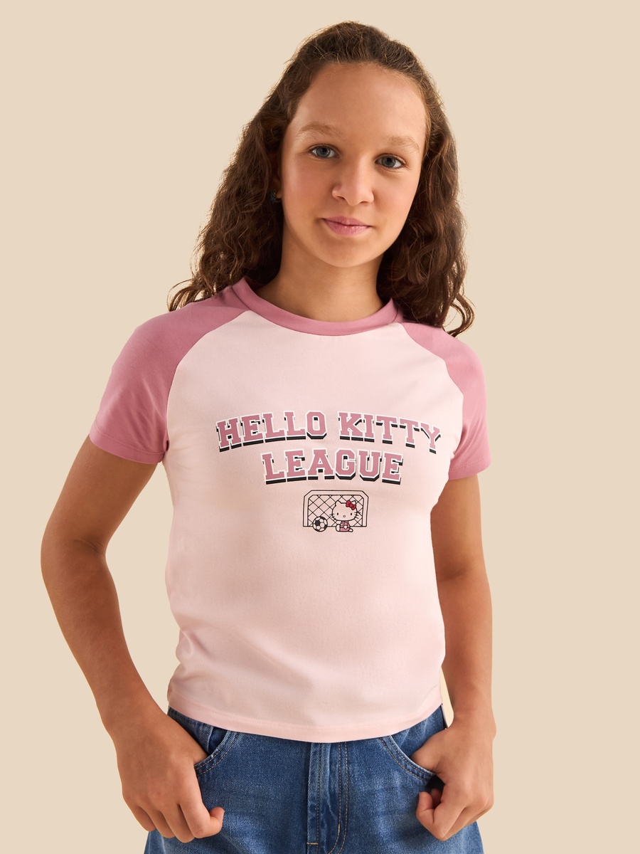Hello Kitty Print Colourblock T-Shirt