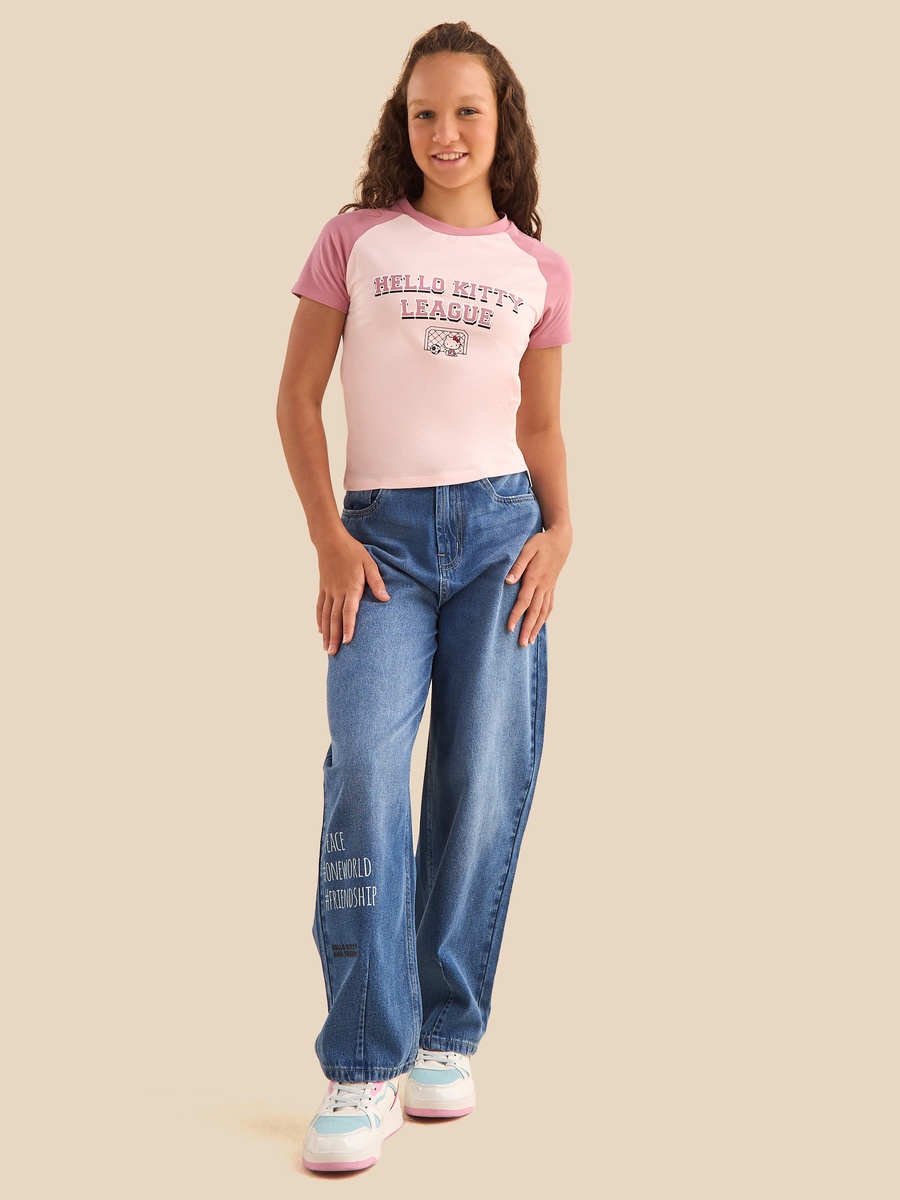 Hello Kitty Print Colourblock T-Shirt