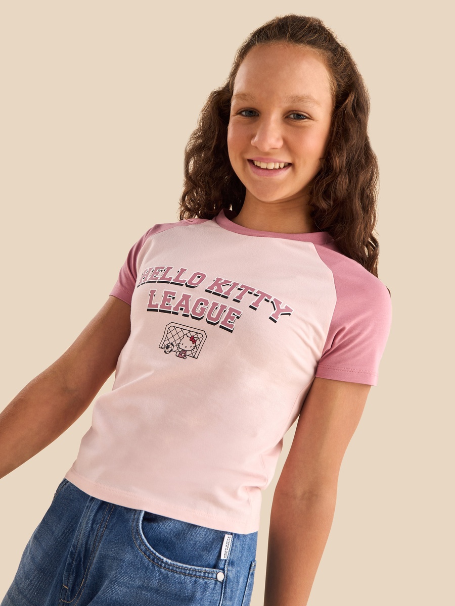 Hello Kitty Print Colourblock T-Shirt