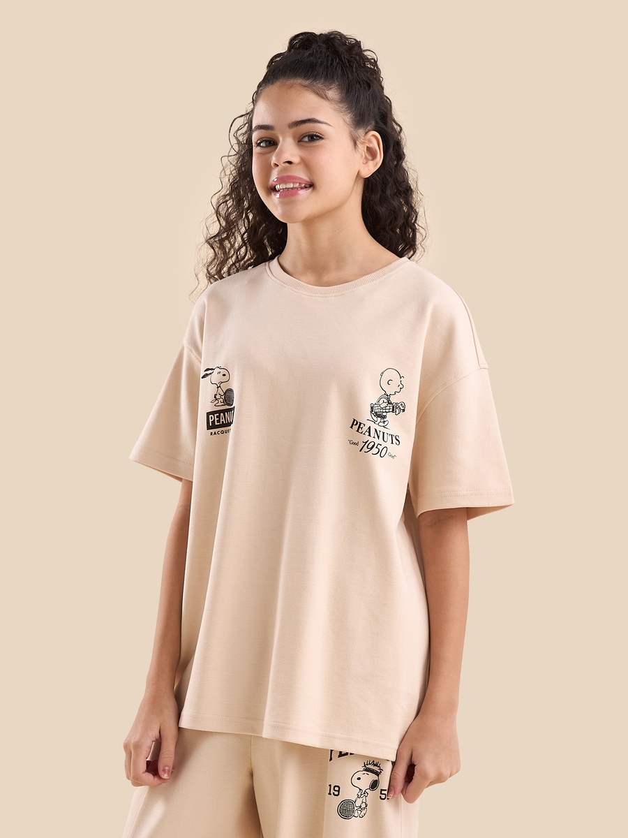 Peanuts Print Oversized Terry Top