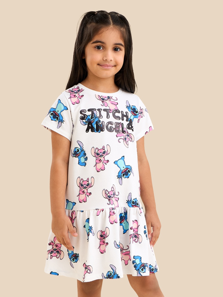 Stitch and Angel Print Drop Waist Dress