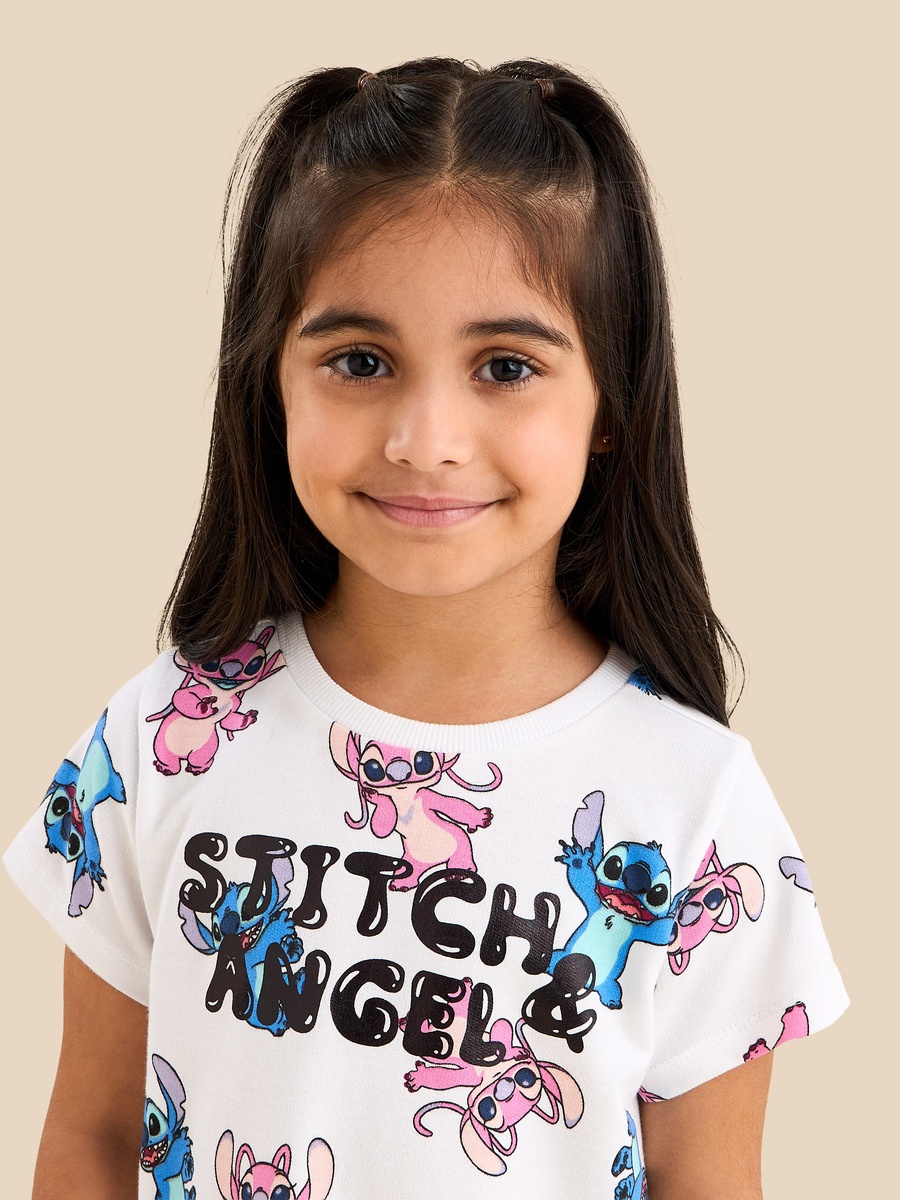 Stitch and Angel Print Drop Waist Dress