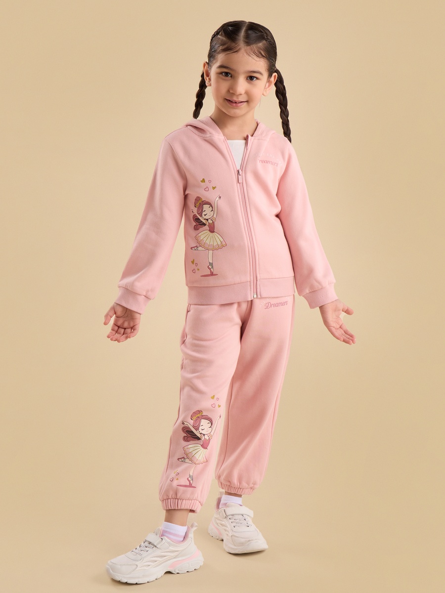 Ballerina Print Zip Through Hoodie