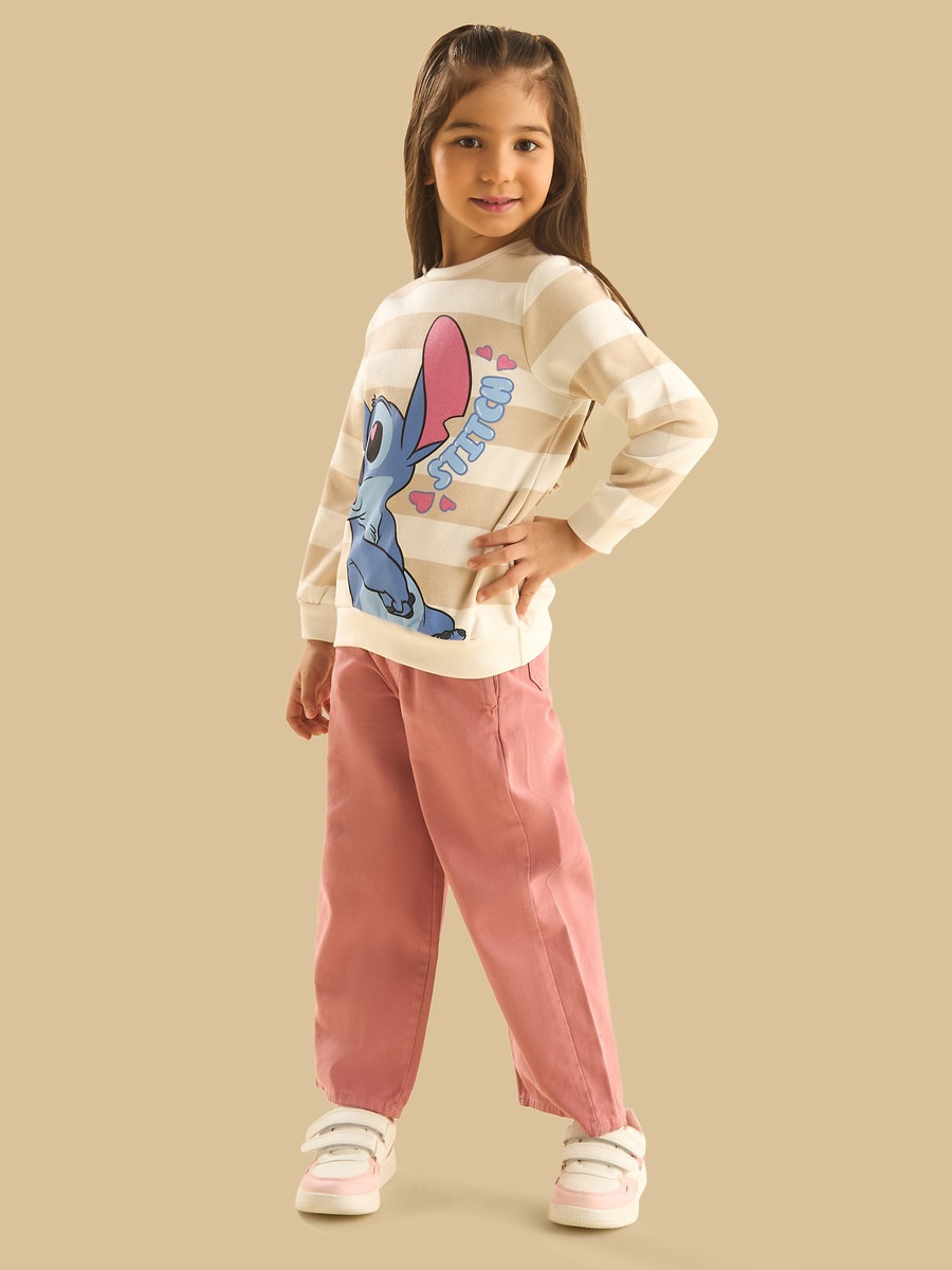 Stitch Graphic Print Striped Sweatshirt