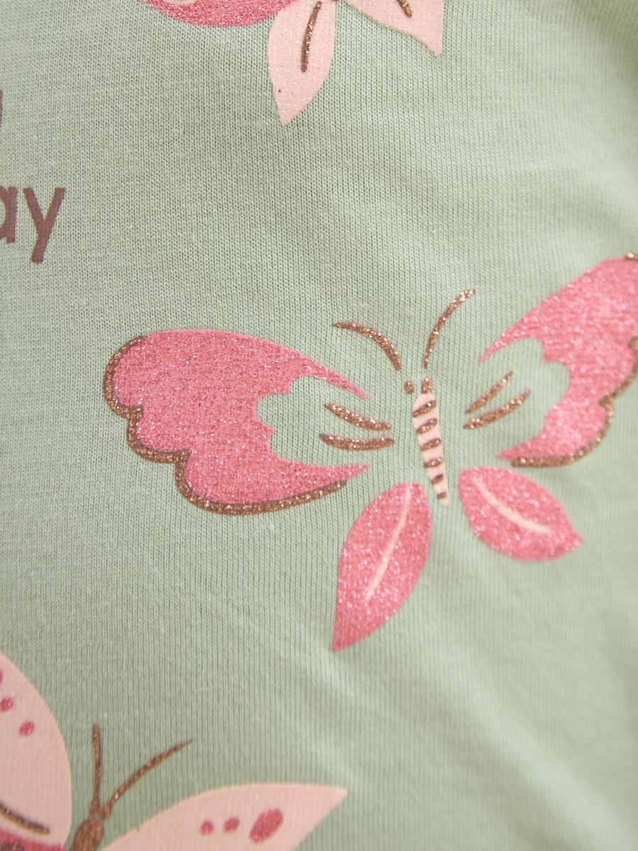 Butterfly Print Turtleneck T-Shirt