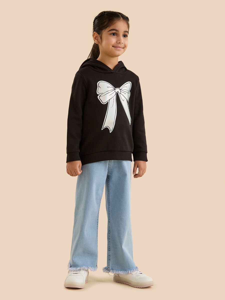 Bow Print Hooded Sweatshirt
