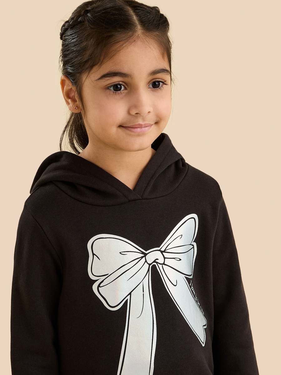 Bow Print Hooded Sweatshirt