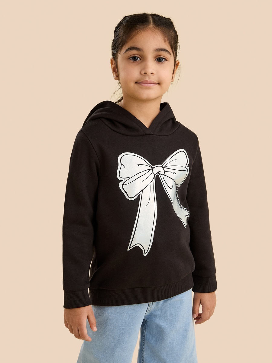 Bow Print Hooded Sweatshirt