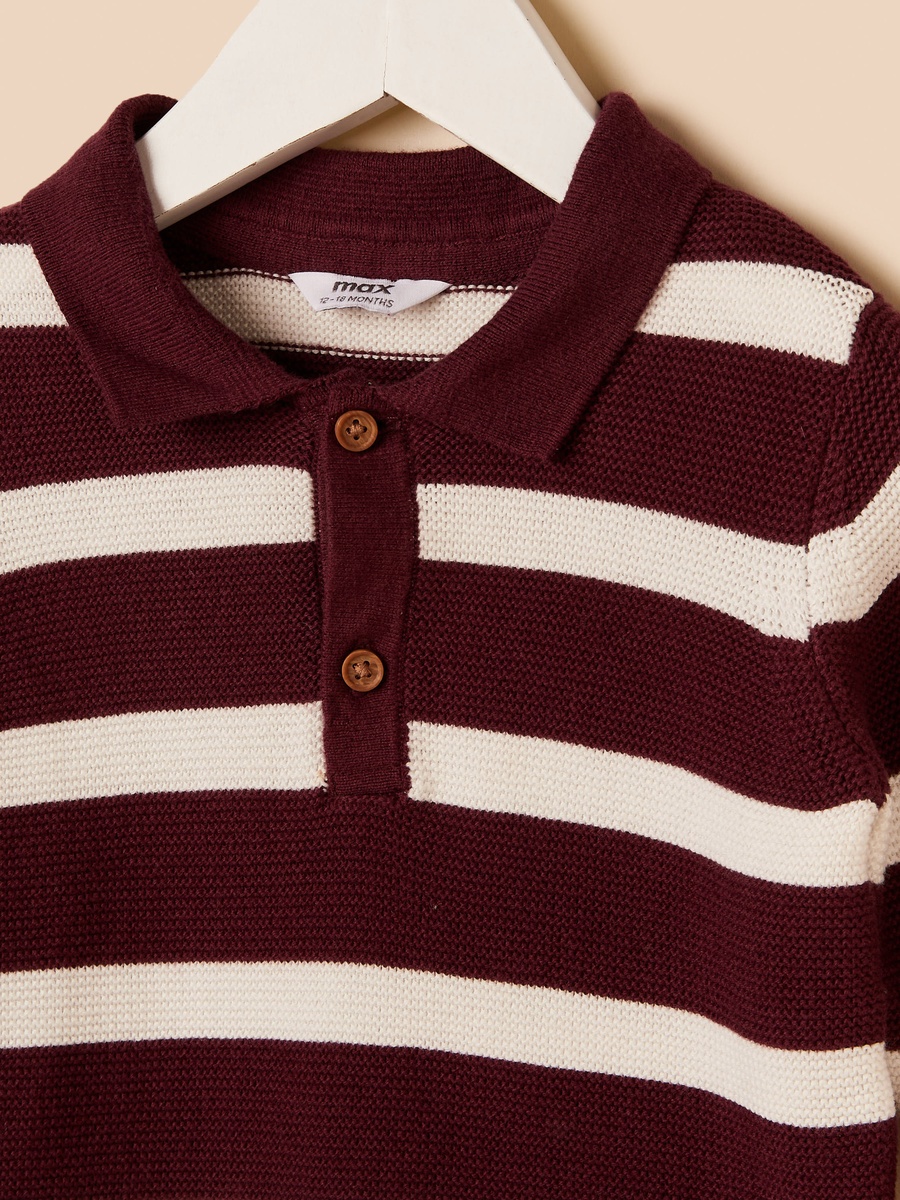 Striped Polo Sweater and Pants Set