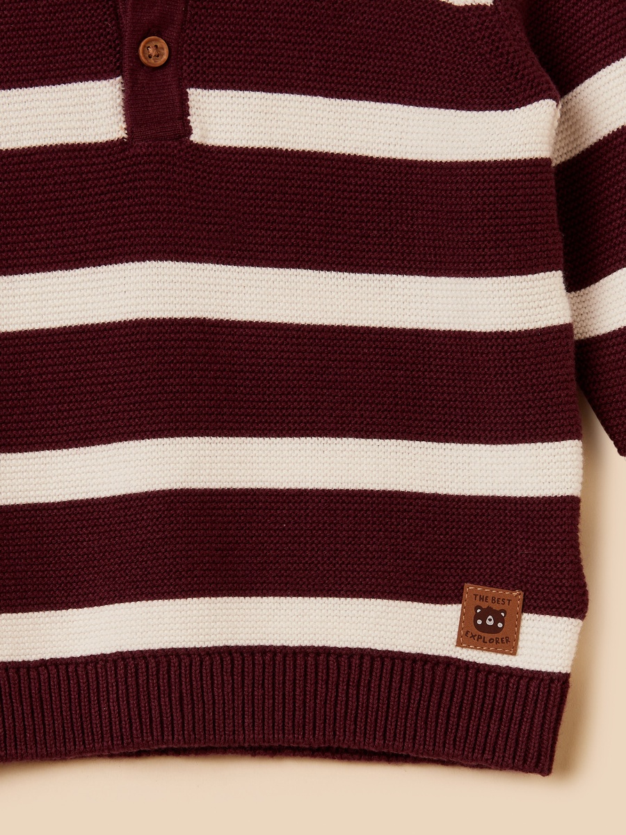 Striped Polo Sweater and Pants Set