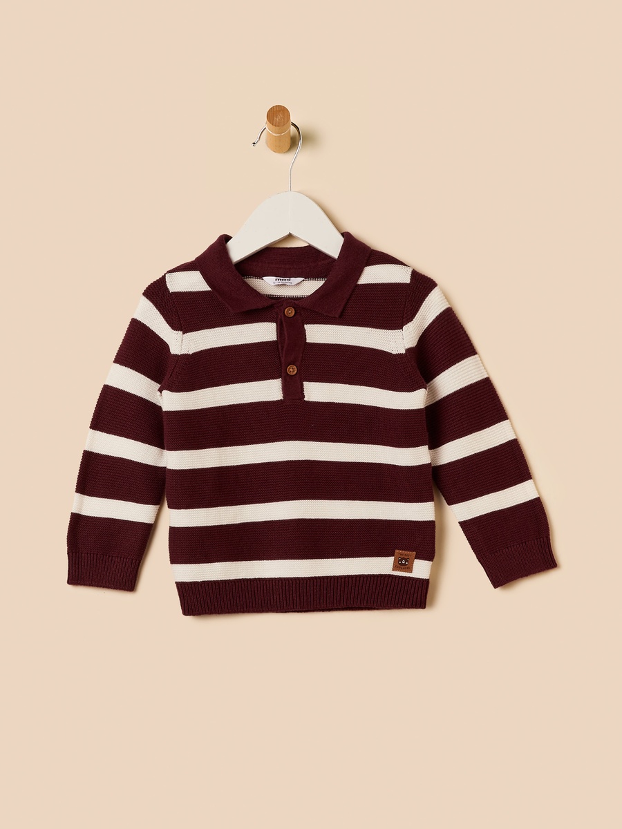 Striped Polo Sweater and Pants Set