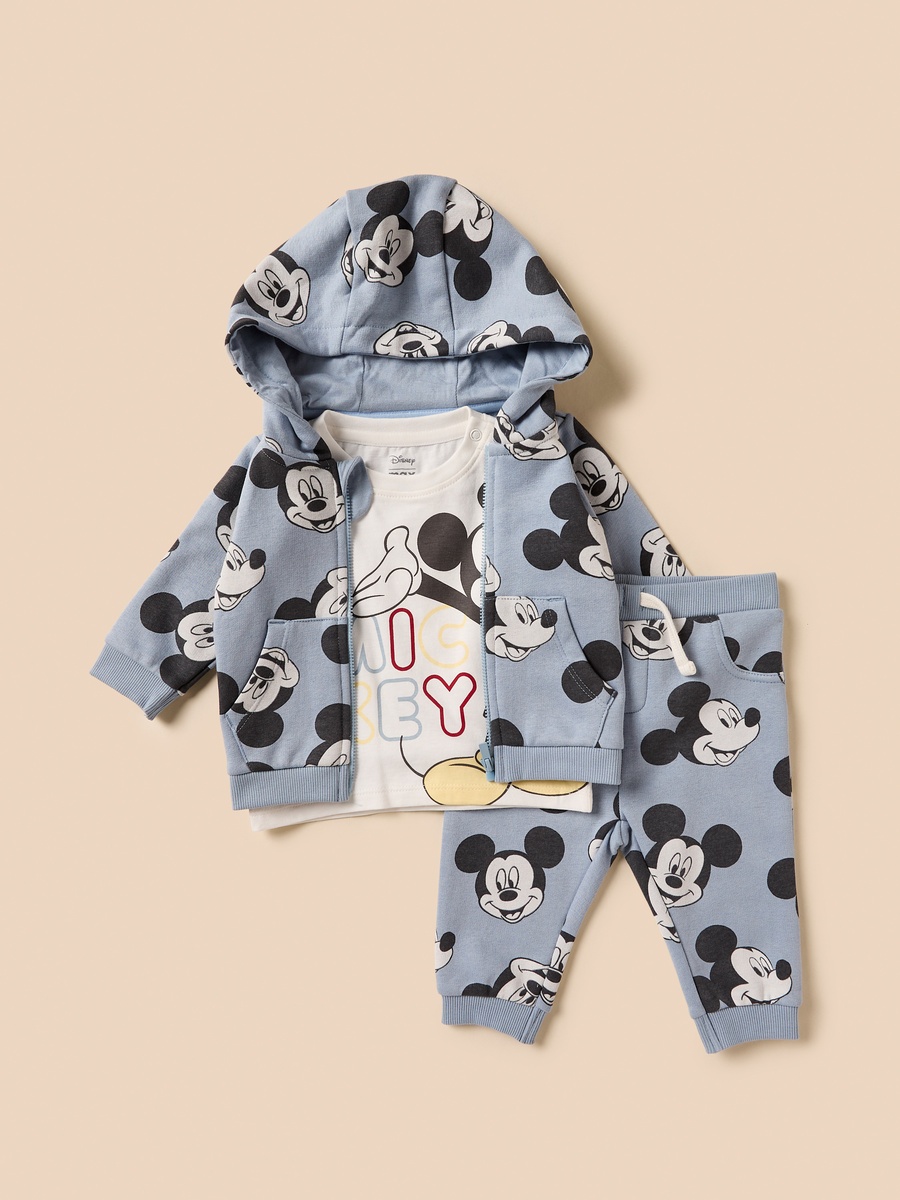 Mickey Mouse Print T-Shirt with Sweatshirt and Joggers