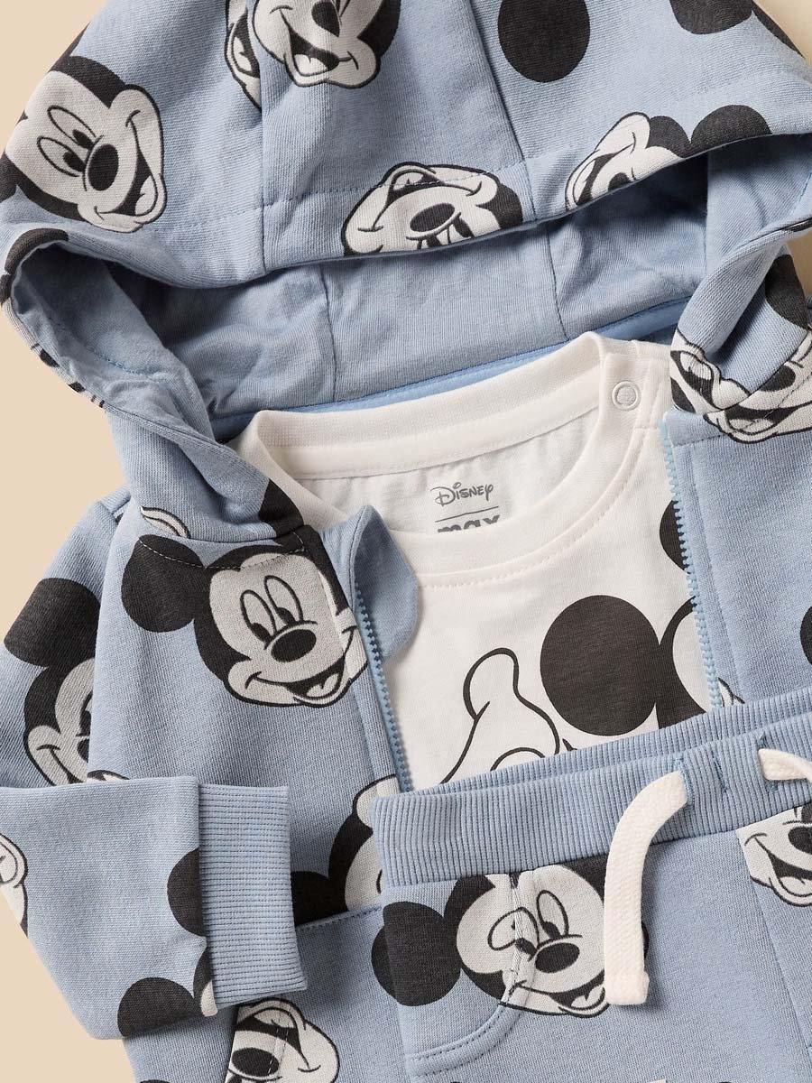 Mickey Mouse Print T-Shirt with Sweatshirt and Joggers