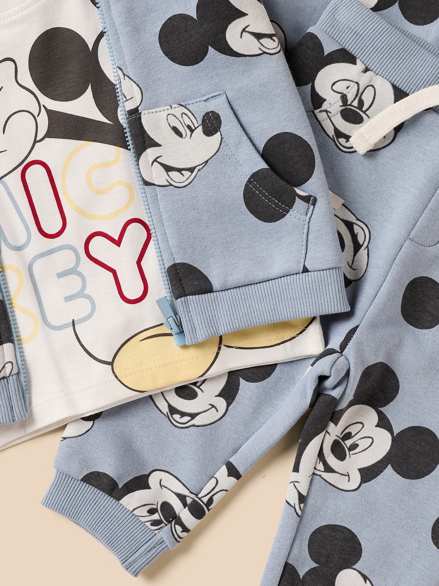 Mickey Mouse Print T-Shirt with Sweatshirt and Joggers