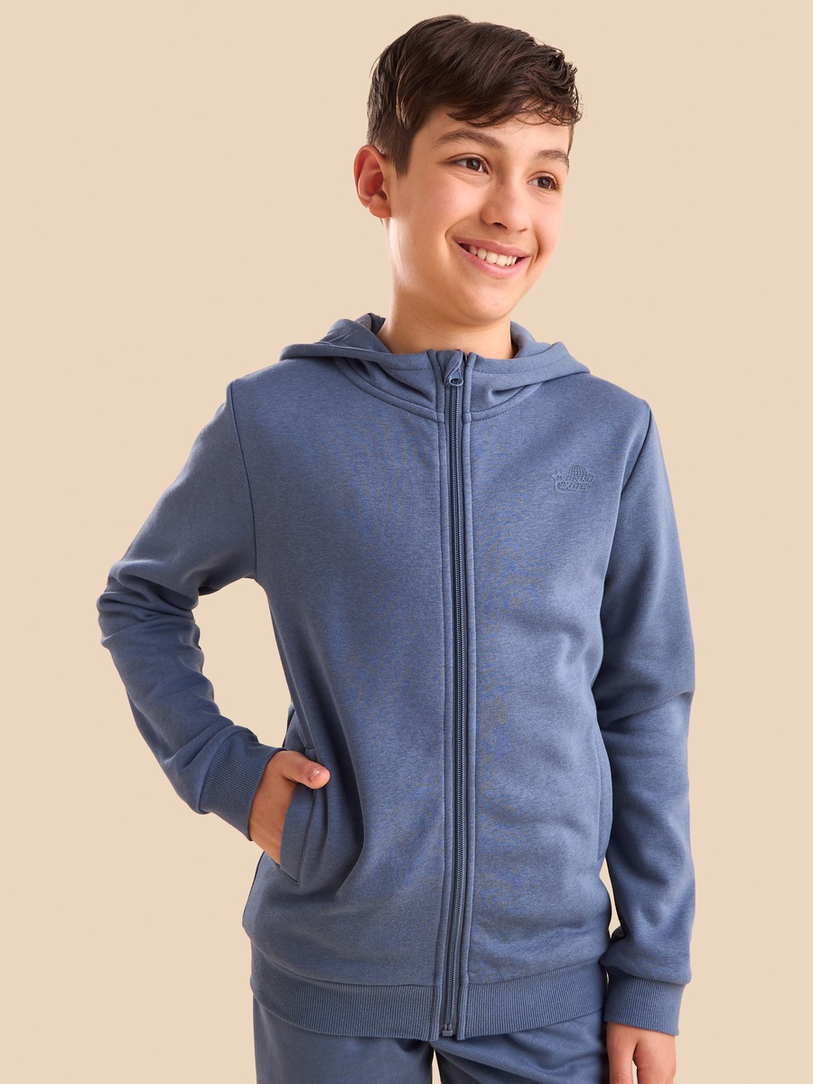 Plain Zip Through Hoodie