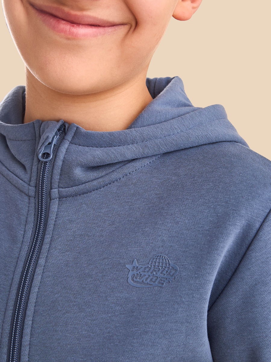 Plain Zip Through Hoodie