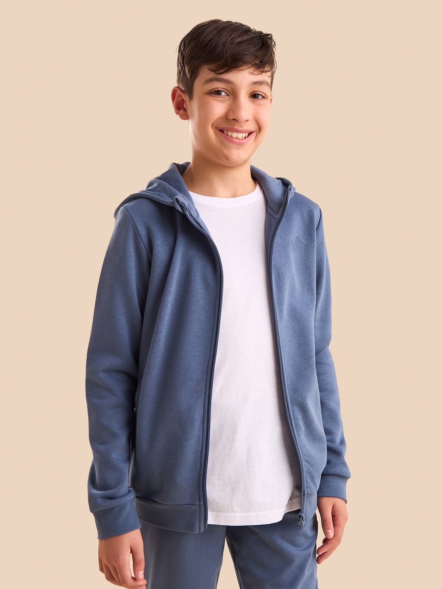 Plain Zip Through Hoodie