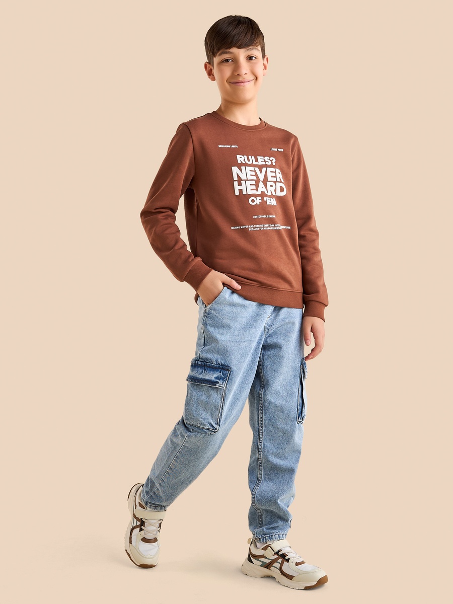 Slogan Print Cotton Sweatshirt