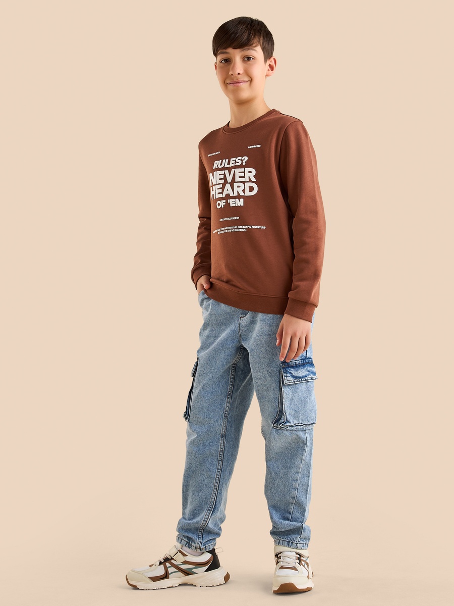 Slogan Print Cotton Sweatshirt