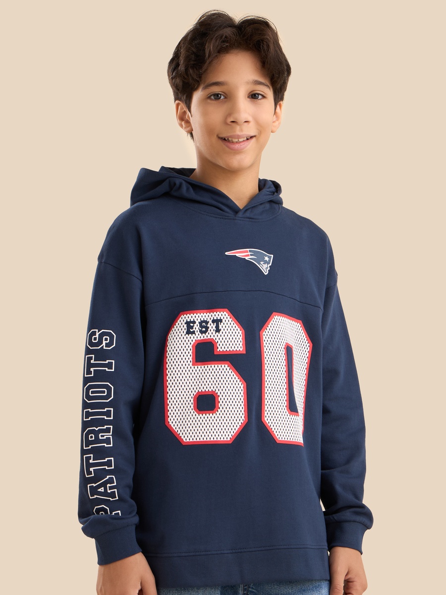 New England Patriots Print Hooded Sweatshirt