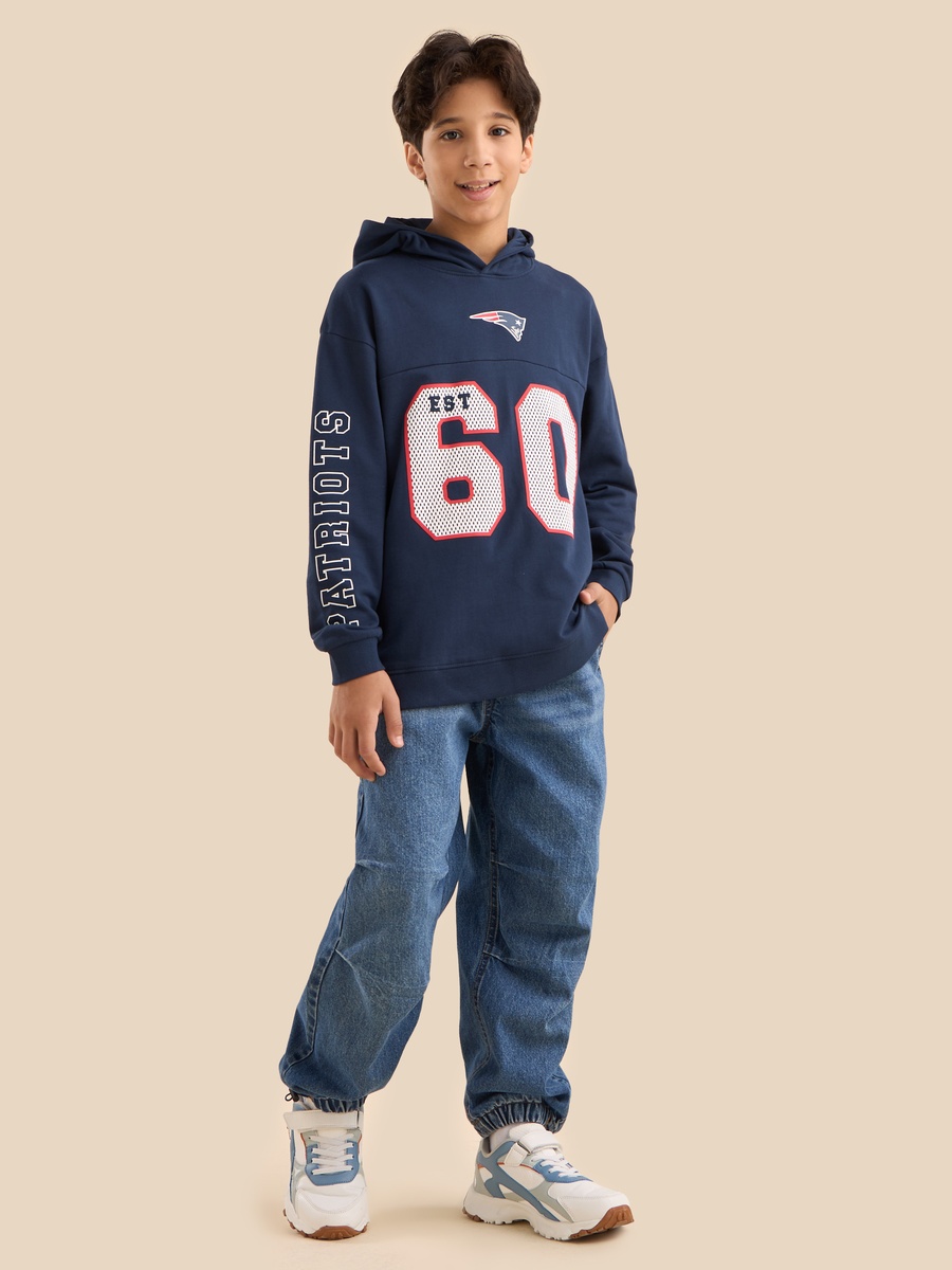 New England Patriots Print Hooded Sweatshirt