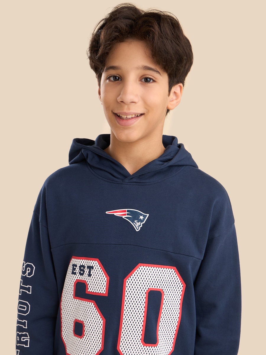 New England Patriots Print Hooded Sweatshirt