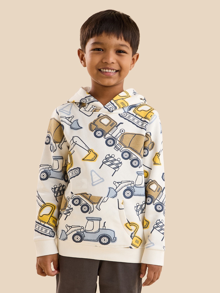 Construction Vehicle Print Hoodie