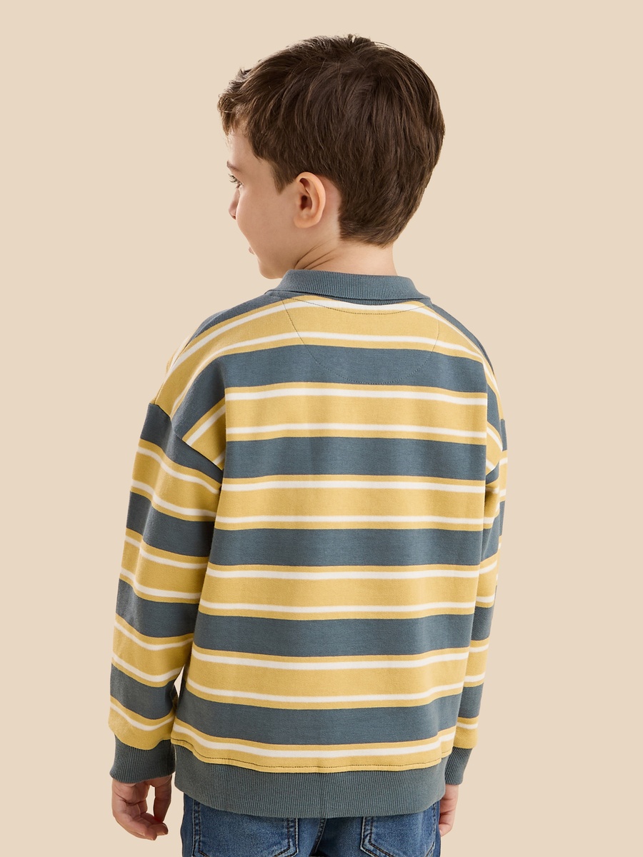 Striped Cotton Polo Sweatshirt