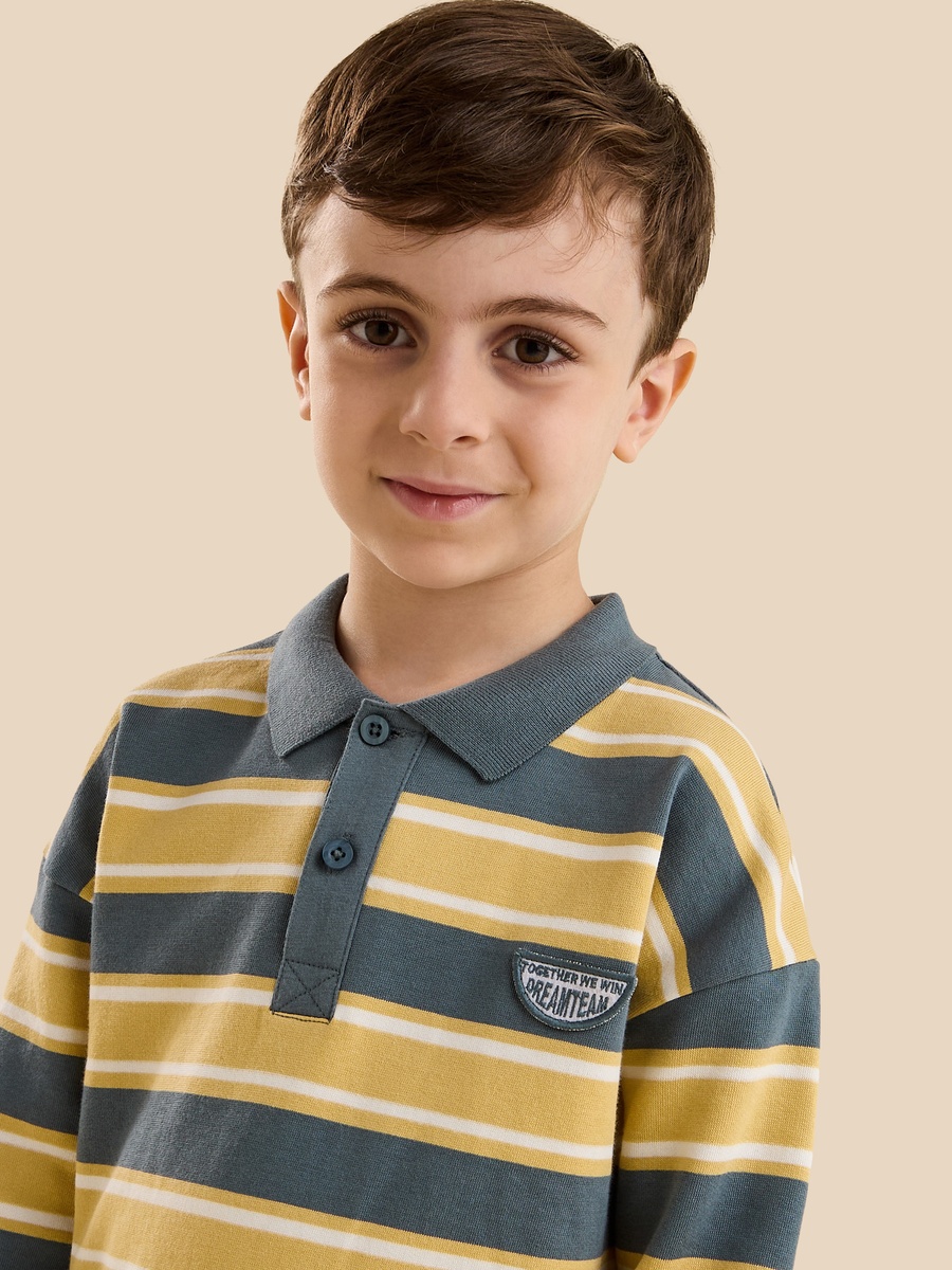 Striped Cotton Polo Sweatshirt