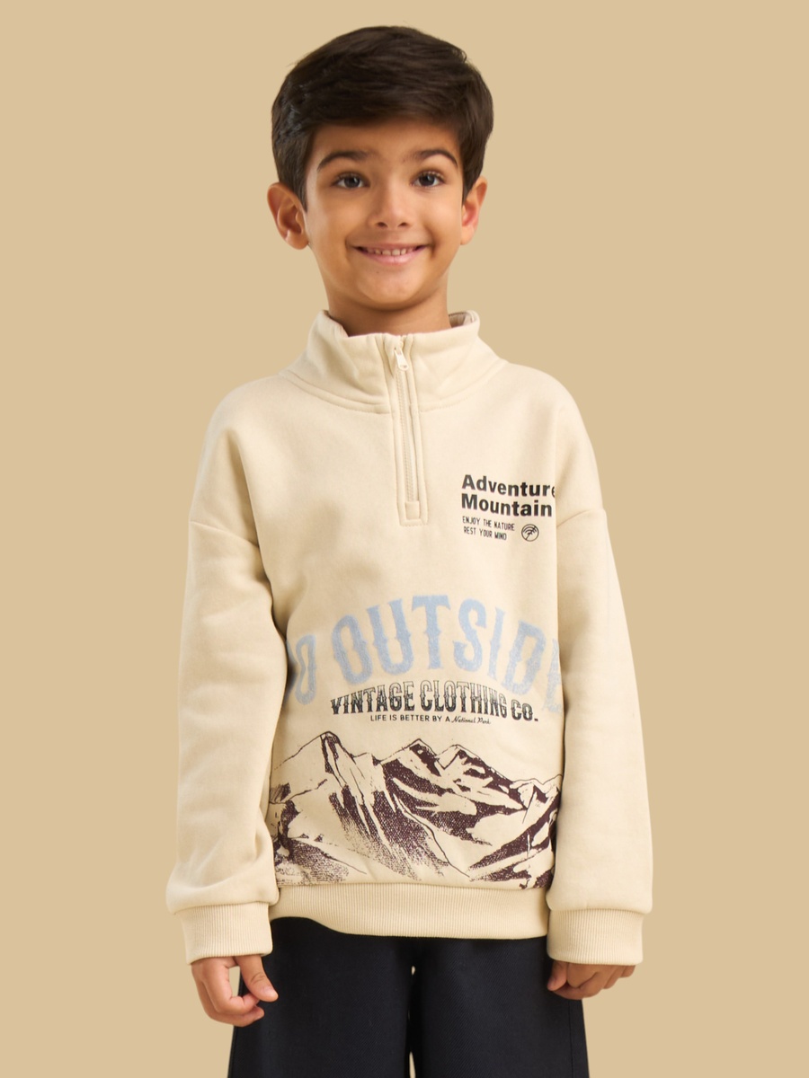 Graphic Print Half Zip Sweatshirt