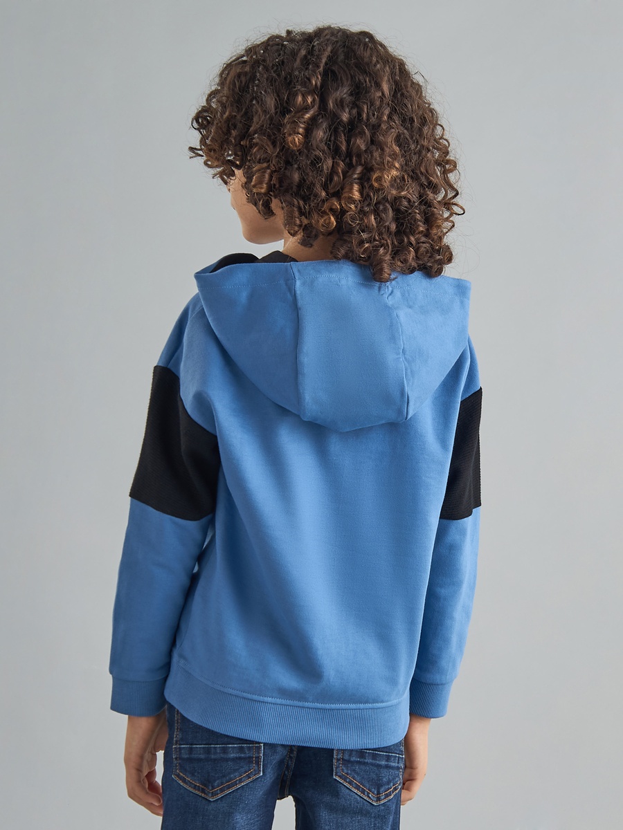Typographic Embossed Hooded Cotton Sweatshirt