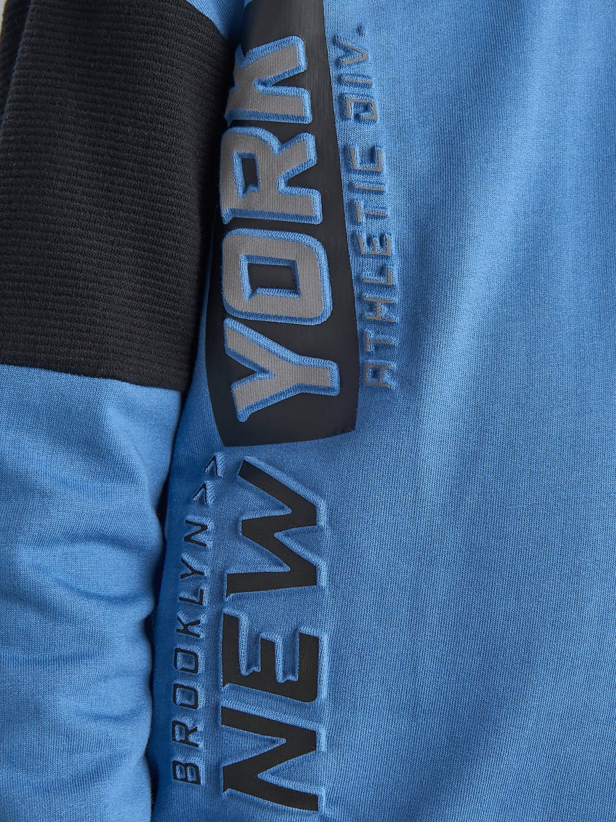 Typographic Embossed Hooded Cotton Sweatshirt