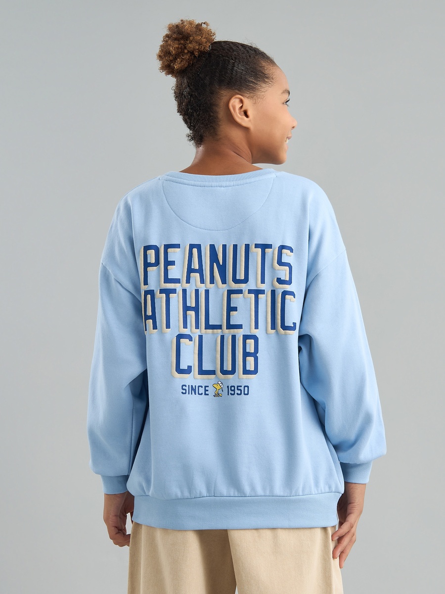 Peanuts Print Oversized Cotton Sweatshirt