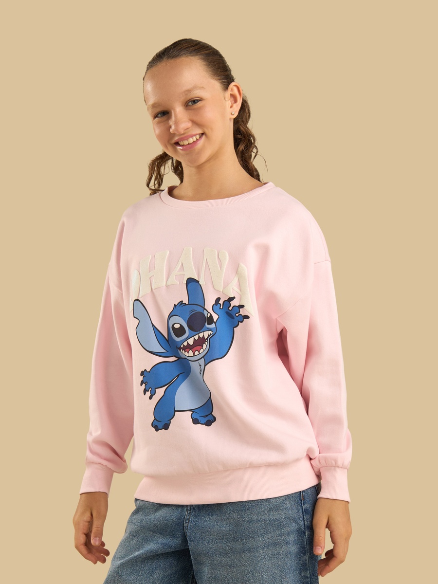 Stitch Print Oversized Sweatshirt