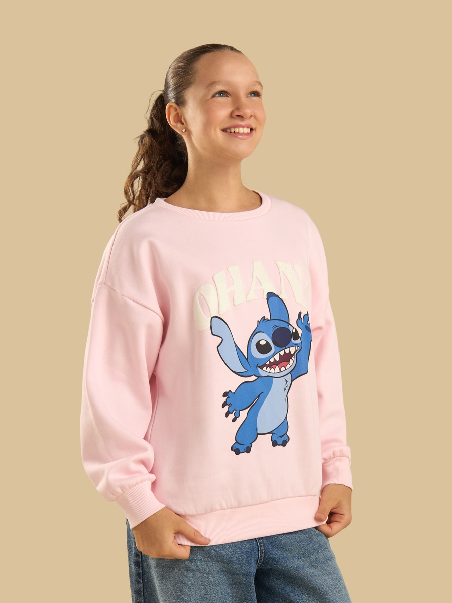 Stitch Print Oversized Sweatshirt