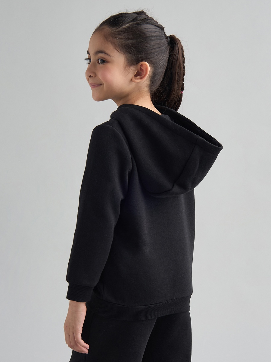 Slogan Embroidered Hooded Sweatshirt