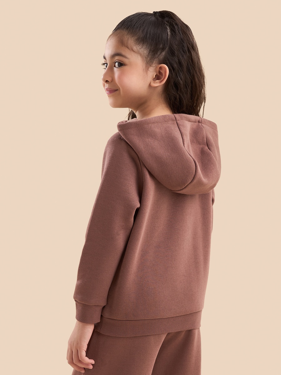 Slogan Embroidered Hooded Sweatshirt