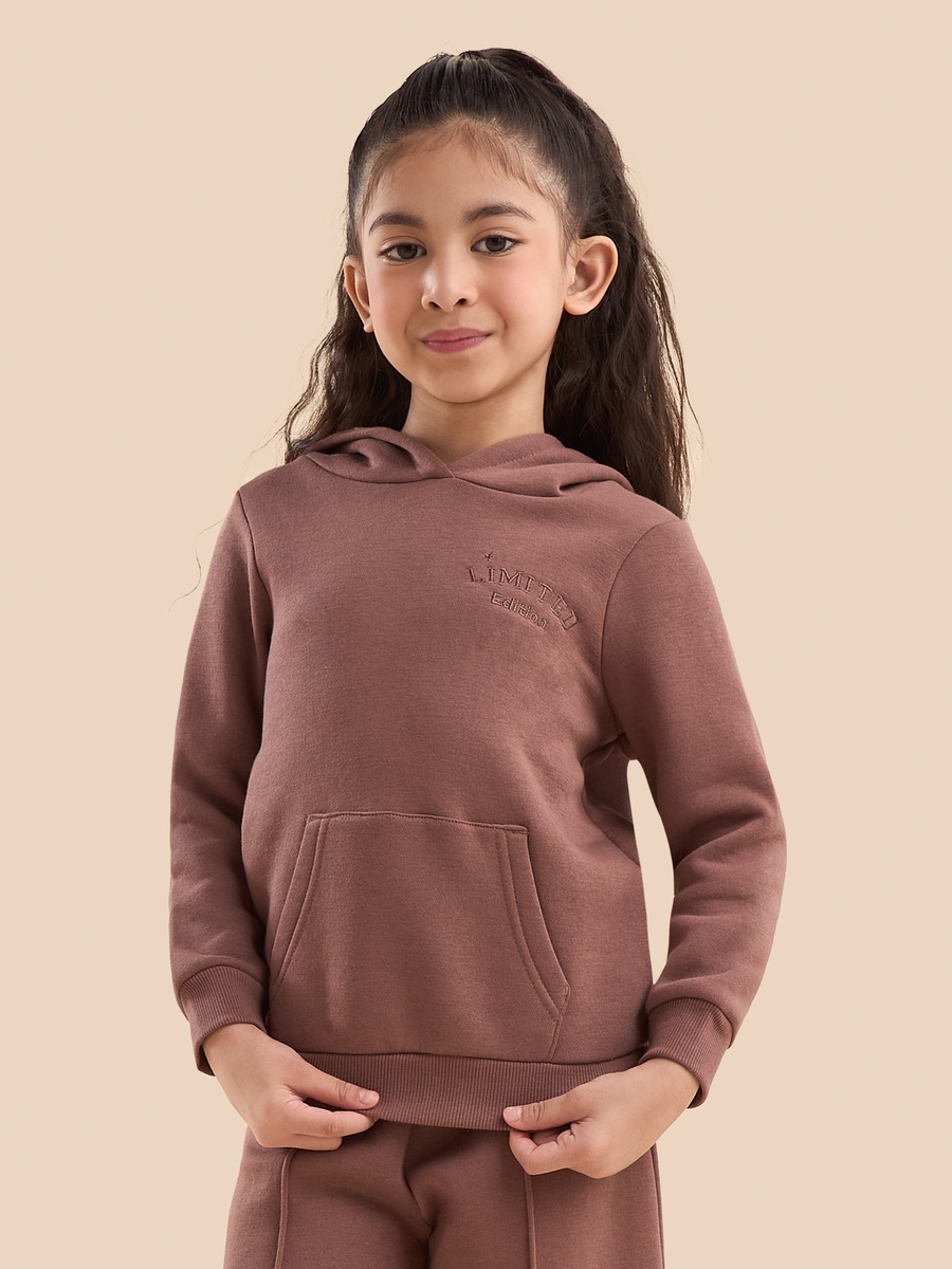 Slogan Embroidered Hooded Sweatshirt