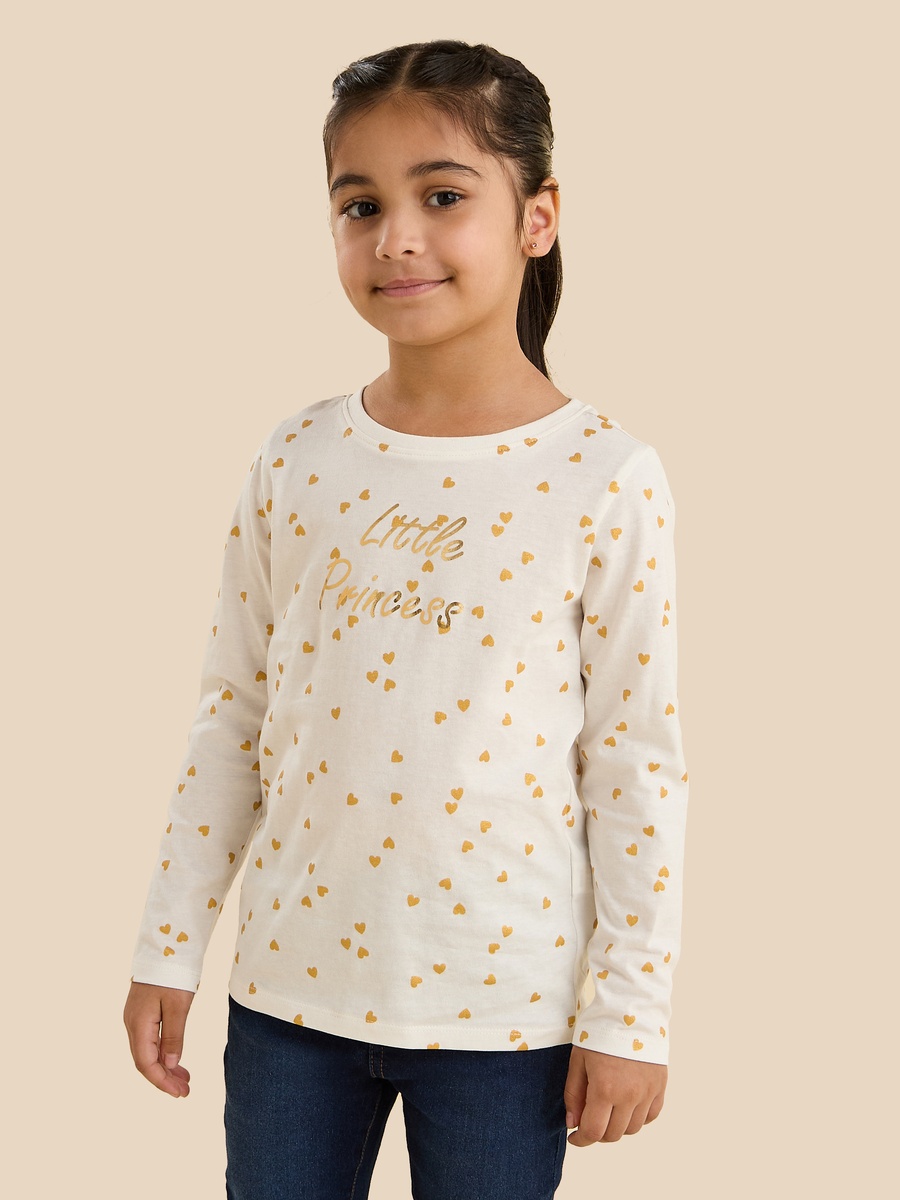 Heart Print Cotton T-Shirt