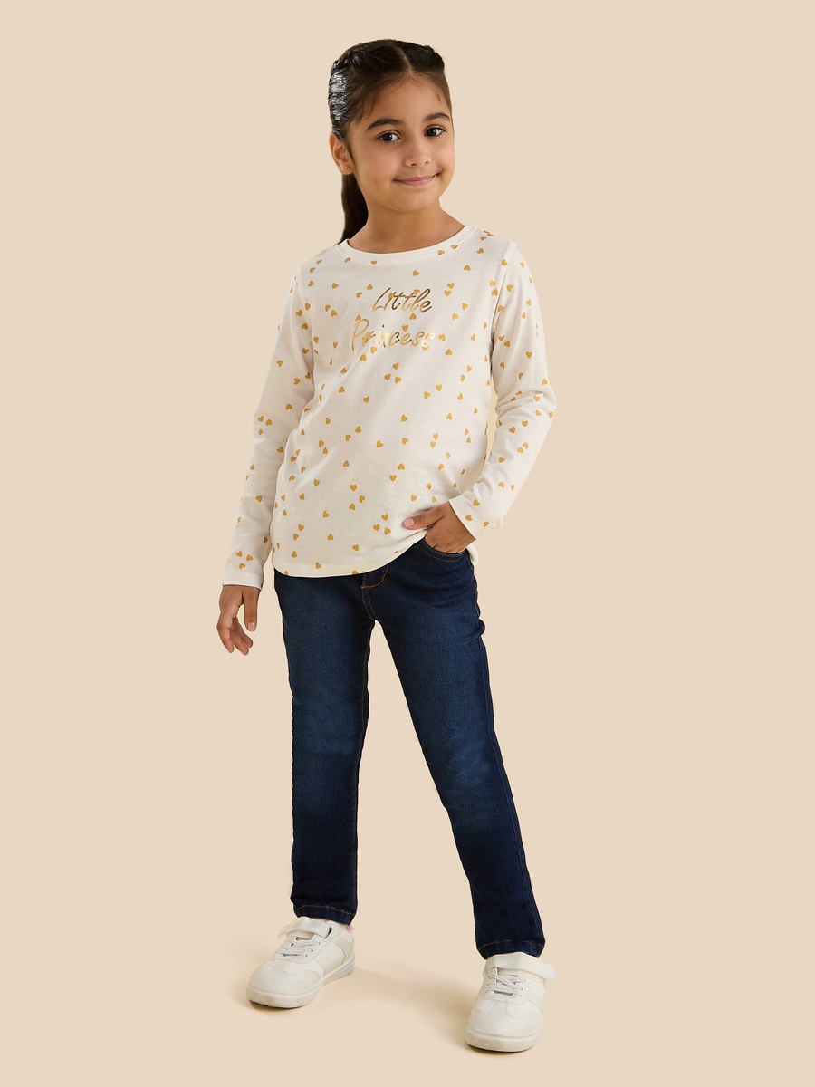 Heart Print Cotton T-Shirt