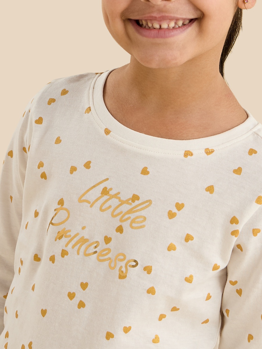 Heart Print Cotton T-Shirt