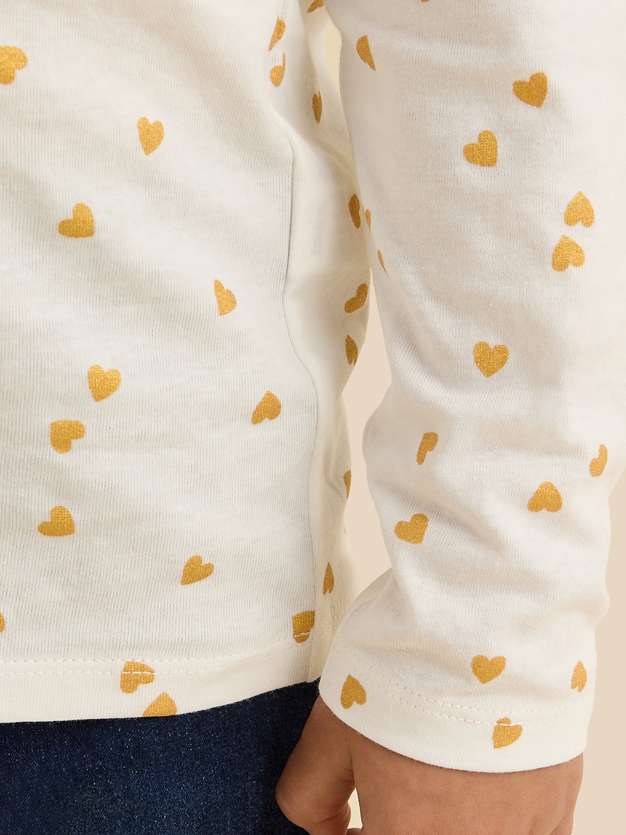 Heart Print Cotton T-Shirt