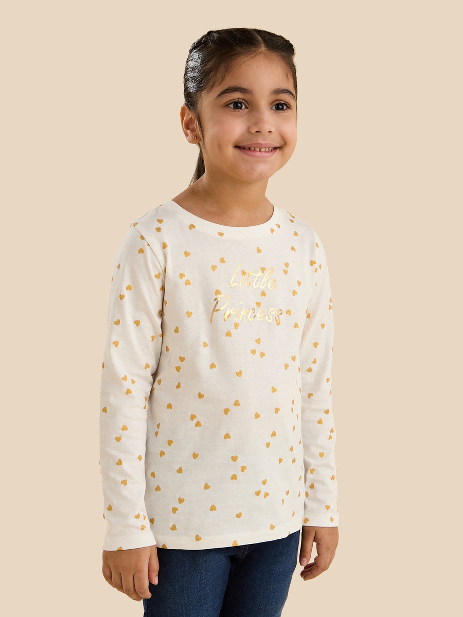 Heart Print Cotton T-Shirt