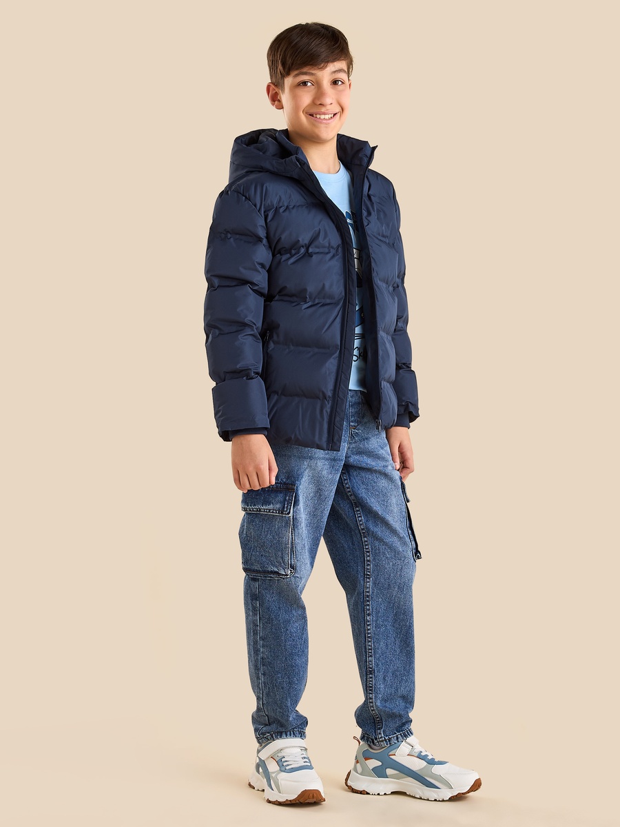 Plain Hooded Puffer Jacket