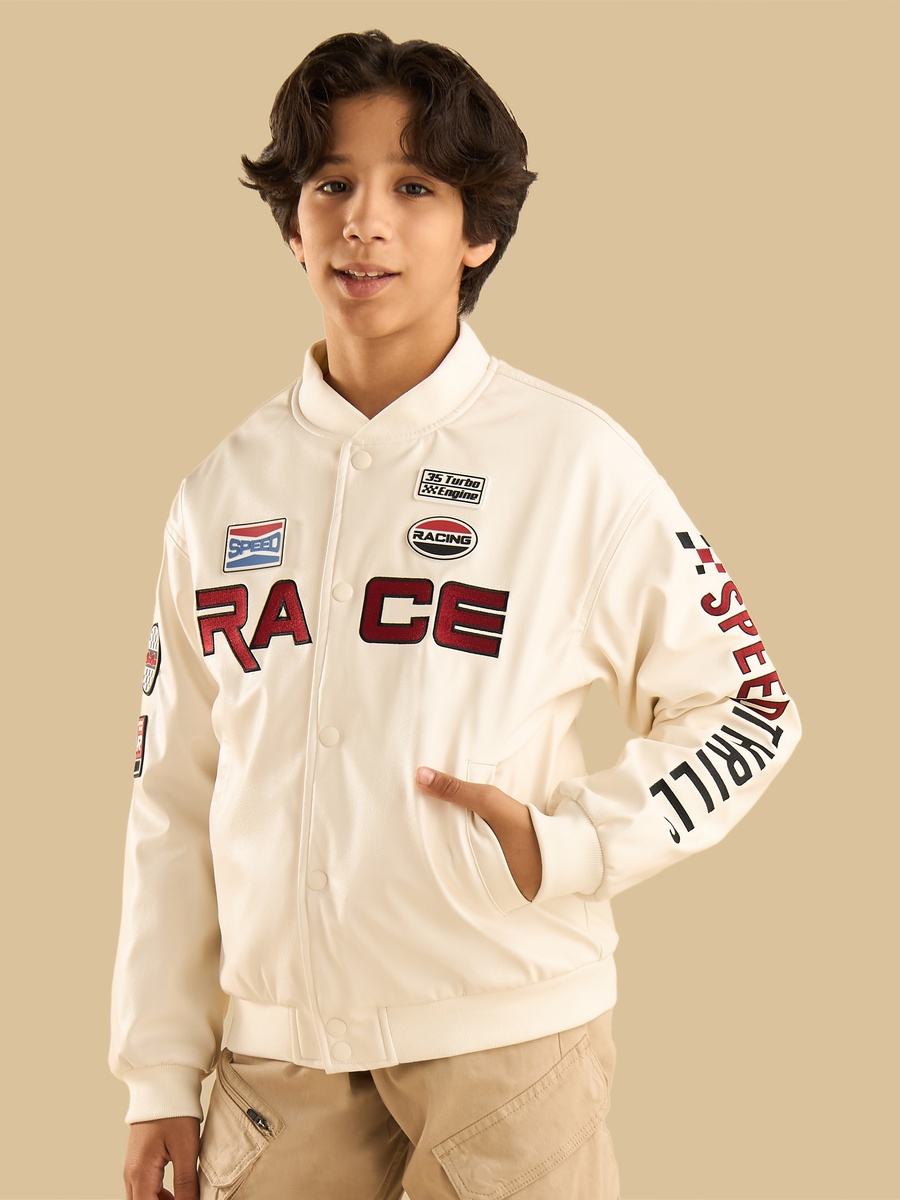 Race Pritned Button Front Jacket