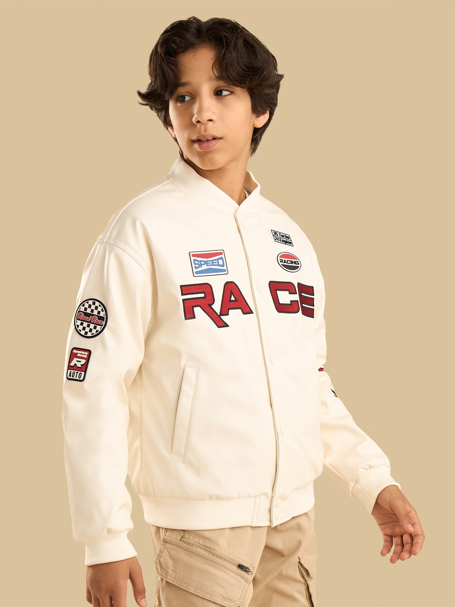 Race Pritned Button Front Jacket